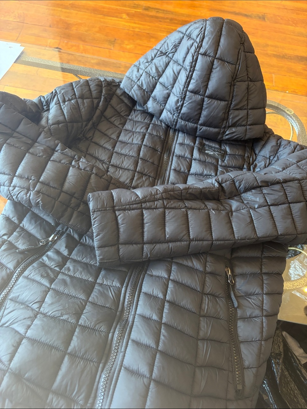 Reebok Kids Black Quilted Hooded Puffer Jacket
